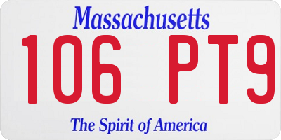MA license plate 106PT9