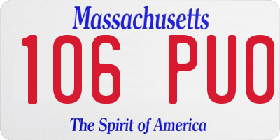 MA license plate 106PU0