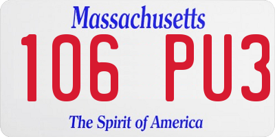 MA license plate 106PU3