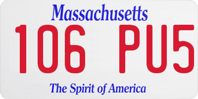 MA license plate 106PU5