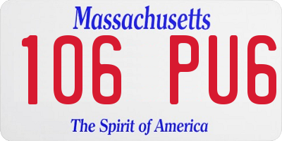 MA license plate 106PU6