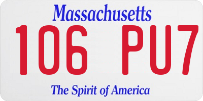 MA license plate 106PU7