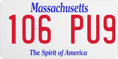 MA license plate 106PU9