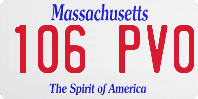 MA license plate 106PV0