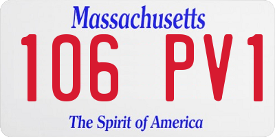 MA license plate 106PV1