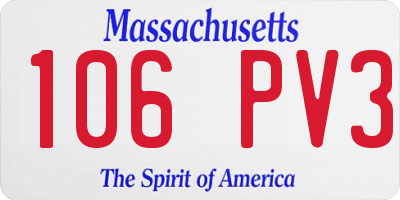 MA license plate 106PV3