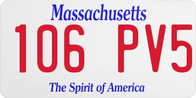 MA license plate 106PV5