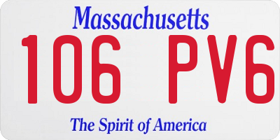 MA license plate 106PV6