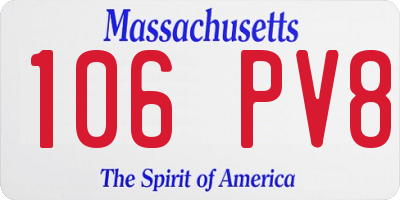 MA license plate 106PV8