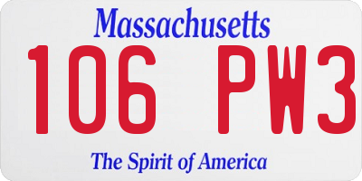 MA license plate 106PW3