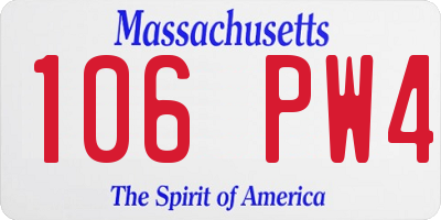 MA license plate 106PW4