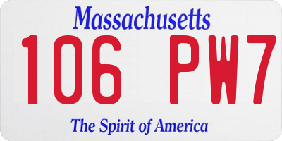 MA license plate 106PW7