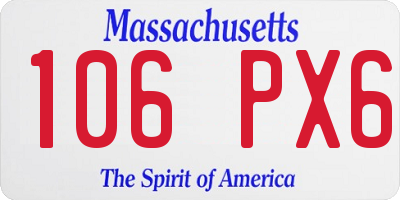 MA license plate 106PX6