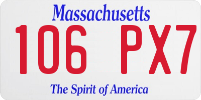 MA license plate 106PX7
