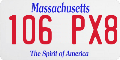 MA license plate 106PX8