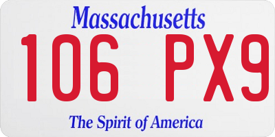 MA license plate 106PX9