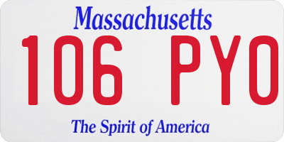 MA license plate 106PY0