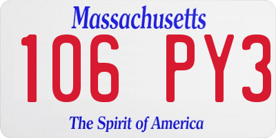 MA license plate 106PY3
