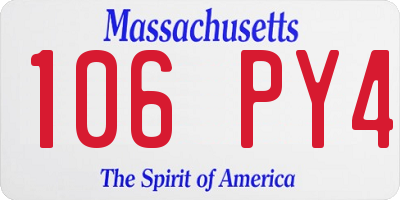 MA license plate 106PY4