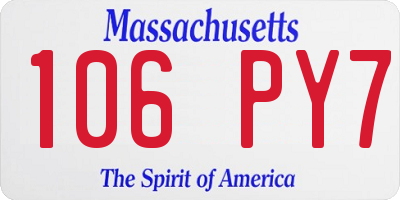 MA license plate 106PY7