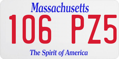 MA license plate 106PZ5