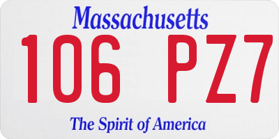 MA license plate 106PZ7
