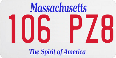 MA license plate 106PZ8