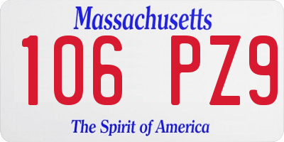 MA license plate 106PZ9