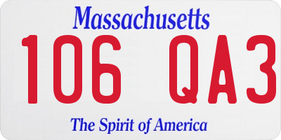 MA license plate 106QA3