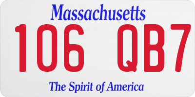 MA license plate 106QB7