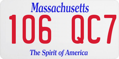 MA license plate 106QC7