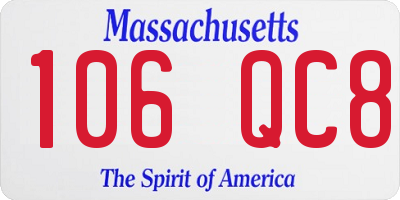 MA license plate 106QC8