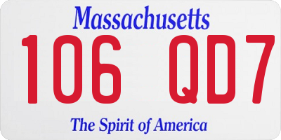 MA license plate 106QD7