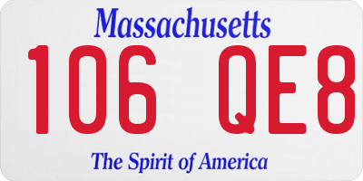 MA license plate 106QE8