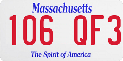 MA license plate 106QF3