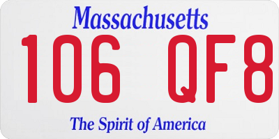 MA license plate 106QF8