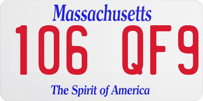 MA license plate 106QF9