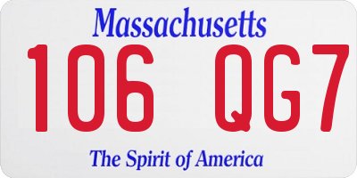 MA license plate 106QG7