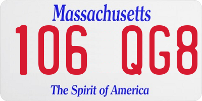 MA license plate 106QG8
