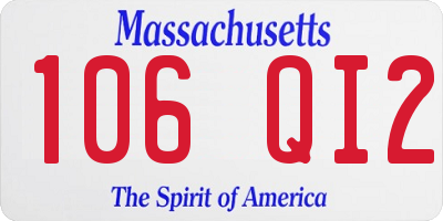 MA license plate 106QI2