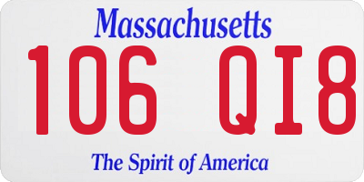 MA license plate 106QI8