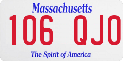 MA license plate 106QJ0