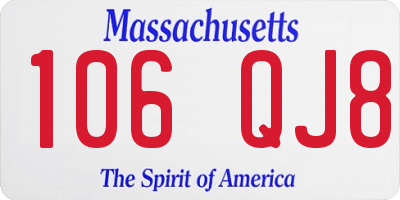 MA license plate 106QJ8
