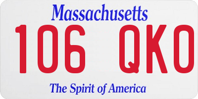 MA license plate 106QK0