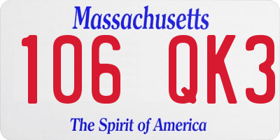 MA license plate 106QK3
