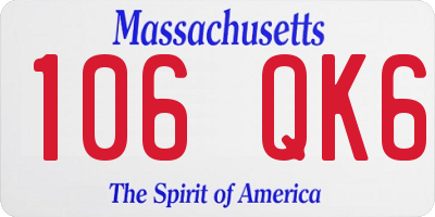 MA license plate 106QK6