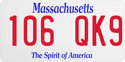 MA license plate 106QK9