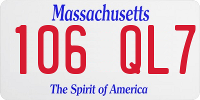 MA license plate 106QL7