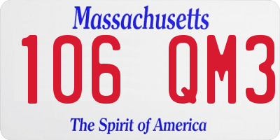 MA license plate 106QM3