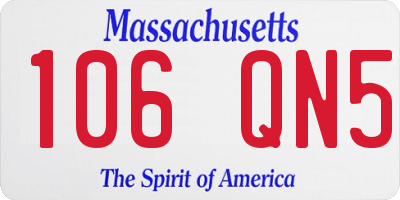 MA license plate 106QN5